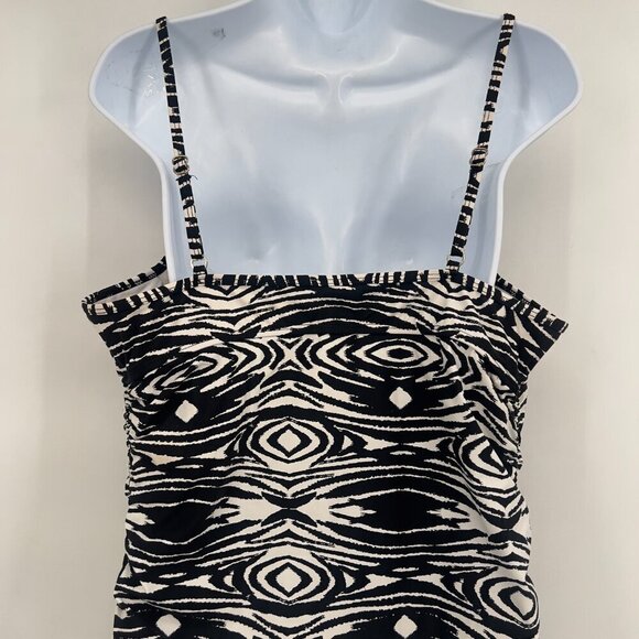 Spanx Love Your Assets Ruched Tankini Swim Top Black & White Abstract Print XL - Picture 6 of 11